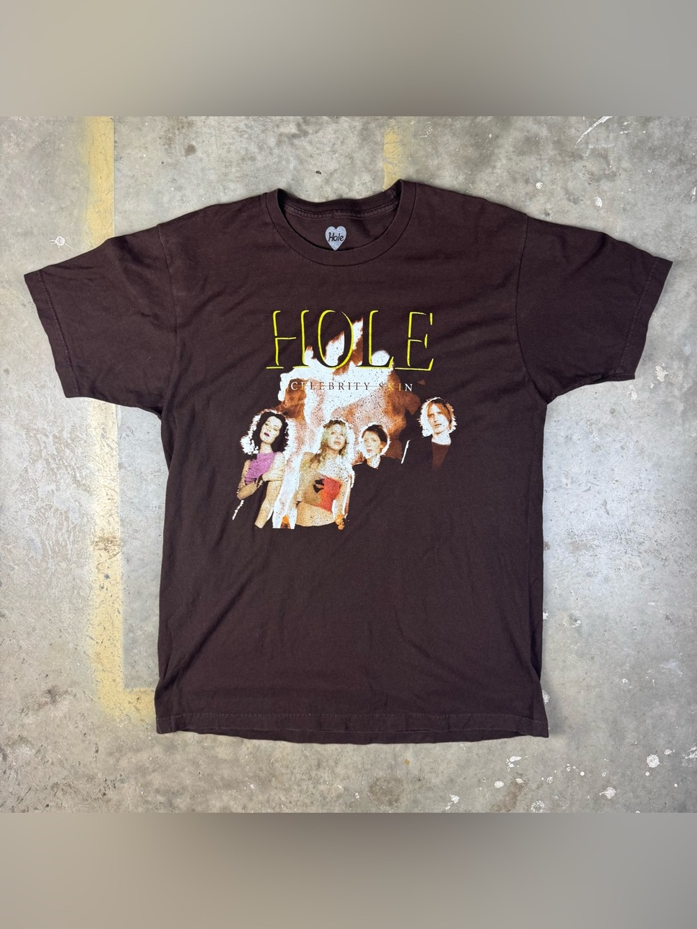 Hole T-Shirt Sz XL Alternative Rock Grunge Celebrity Skin Album Cover Brown Tee